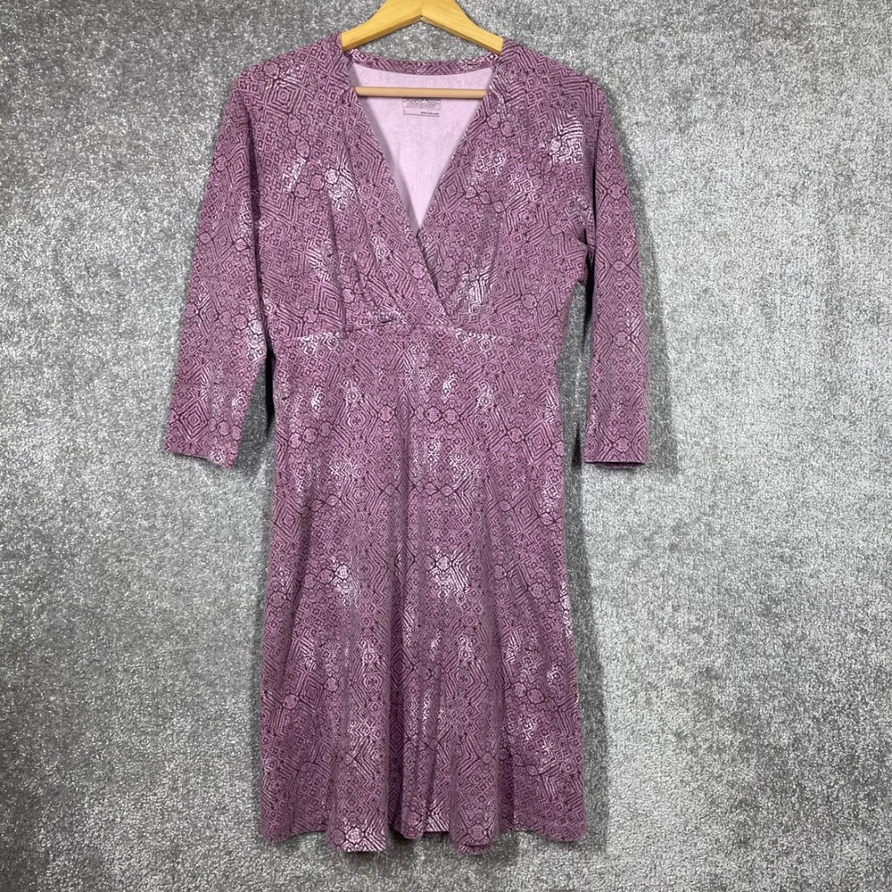Patagonia Dress Womens Large Metairie A Liine Empire 3/4 Sleeves Organic Cotton